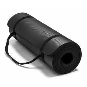Tapis De Yoga Antidérapant Nbr De Qualité Supérieure De 20 Mm - Tapis De Fitness Confortable Pour Le Yoga, Le Pilates Et L'exercice - Léger Et Portable - Noir - Neuf
