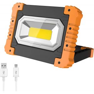 Projecteur Led Rechargeable, Lampe De Travail Portable Usb Étanche Pour Chantier, Garage, Atelier, Camping, Pêche, Randonnée - Neuf