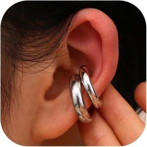 Senior-Ear Cuff Boucles D'oreilles Non Piercings, Boucles D'oreilles Femme Chunky Earcuff Boucles D'oreilles Sans Trou À Clip Pour Cartilage Boucles D'oreilles À Clip Pour Filles Hypoallergénique[L56] - Neuf