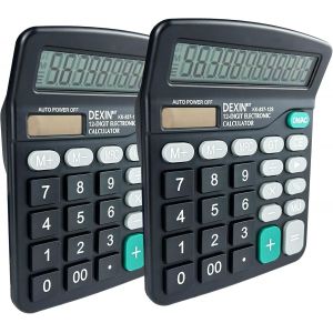 LETNERNY-2 Pièce 12 Chiffres Calculette De Bureau Solaire Et À Batterie, Calculatrice Fonction Standard Avec Grand Écran Lcd Grands Boutons, Design Compact, Pour Bureau, Maison Et École - Neuf