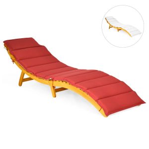 Chaise Longue Pliable Pour Terrasse 190 X 55 X 52 Cm Avec Coussins Ergonomiques Style Contemporain En Bois D Acacia Naturel Helloshop26 20_0011247 - Neuf