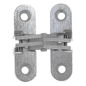 Charni&egrave;re invisible r&eacute;glable pour meuble de cuisine, alliage de zinc argent&eacute;, 4,5 x 3,7 cm - Neuf