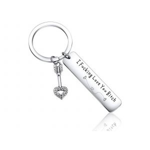 Porte-cl&eacute;s &laquo; Meilleur ami &raquo; en acier inoxydable avec breloque fl&egrave;che - Neuf