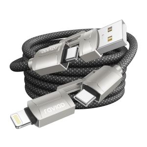 THEF-Câble Multi USB, 4 en 1 Câble Universel [3M] Multi USB Câble de Chargement en Nylon avec USB C/A vers Lightning ou C pour iPhone, Samsung Galaxy, Huawei, Honor, OnePlus - Neuf