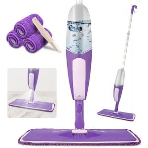 MDY-Balai Serpillère Vaporisateur pour le Nettoyage du Sol Balai à Poussière en Microfibre avec Flacon Rechargeable de 550ml et 3 Tampons Lavables pour le Nettoyage des Sols en Bois dur Stratifié - Neuf