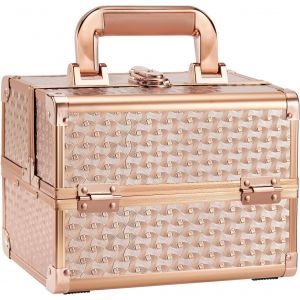 Mallette Maquillage avec Miroir Valise Vanity Rangement Coiffure Malette &agrave; Onglerie Beauty Case Femme Voyaga Bijoux Bo&icirc;te Coffret Cosm&eacute;tique Makeup Organisateur Professionnel Rose - Neuf