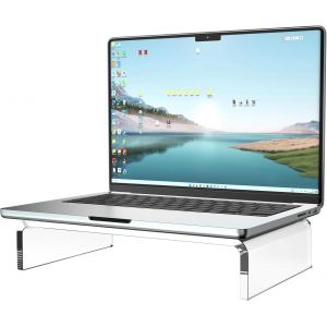 Support de Moniteur en Acrylique,Support D'écran Transparent pour Bureau,30,5 x 20,3 x 7,6 cm Rehausseur de Bureau pour ordinateur portable,ordinateur,Support Acrylique Robuste,Facile Nettoyer - Neuf