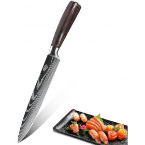 Couteau Cuisine Professionnel,Couteaux De Cuisine Professionnel En Acier Inoxydable 32,5 Cm,Couteau Multifonction,Manche En Bois Pakka,Id&eacute;al Pour Viande L&eacute;gumes Fruits,Couteau Office Cuisine - Neuf