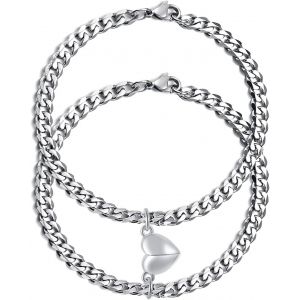 Eryi-Bracelet Couple Amoureux Cadeau Couple:Bracelet En Commun Couple Acier Inoxydable Bracelets D'amitié Cadeau Mariage Bracelet Cadeau Saint Valentin Noël - Neuf