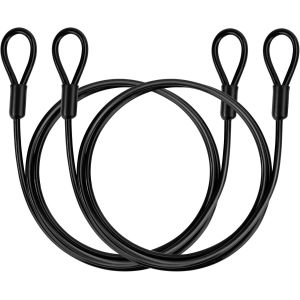 Kal-Câble Antivol De Vélo Câble De Sécurité En Acier Avec ?illets Longueur 1m Épaisseur 4mm Avec Revêtement Pvc Pour Cadenas Antivol À Disque Et Antivol En U Noir 2 Pièces - Neuf