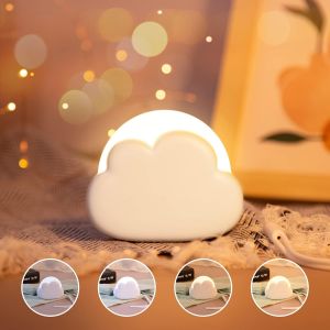 Veilleuse Cloud Kids, Veilleuse Nomade Pour Bébé, Avec 4 Intensités Et Sangle En Silicone, Veilleuse Led Rechargeable, Lampe De Chevet Pour Chambre D'enfant, Idéale Pour Bébé Et Maman (Blanc) - Neuf