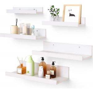 Lot De 5 Étagères Murales Blanches Flottantes Pour Chambre D'enfant, Différentes Tailles, Pour Salon, Salle De Bain, Cuisine, Chambre À Coucher, Blanc - Neuf