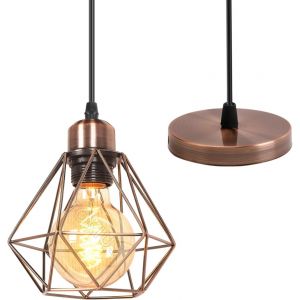 Suepension Luminaire E27 Vintage Lustre Industriel Plafond Abat-Jour M&eacute;tal Cage &Oslash;160Mm &Eacute;clairage De Plafond Cuisine - Neuf