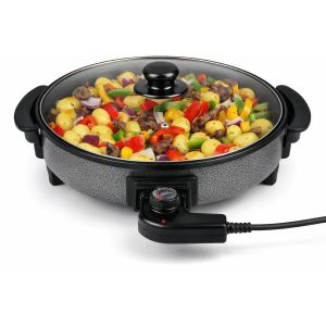 alpina Po&ecirc;le Electrique - Casserole Electrique avec Thermostat et Couvercle en Verre - Rev&ecirc;tement Antiadh&eacute;sif - 1500W pour Mijoter R&eacute;chauffer et Servir - &Oslash;40cm - Neuf