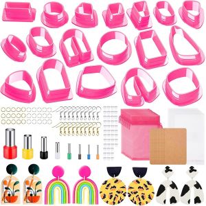 Subzonal-Lot De 136 Emporte-Pi&egrave;ces En Argile Polym&egrave;re Pour Boucles D'oreilles, 18 Formes Cutters D'argile Polym&egrave;re, Emporte Piece Bijoux Avec Cartes, Crochets & Sacs Pour Fabrication De Bijoux - Neuf