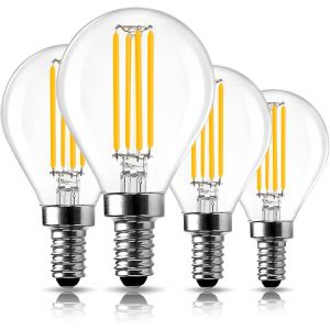 SEPT-Ampoule LED E14, Ampoules G45 Golf Dimmables, 4W, Équivalent Ampoule Globe Mini Globe Vis SES E14 de 40W, Blanc Chaud 2700K, Ampoule Filament LED pour Pendentifs, Lot de 4 - Neuf