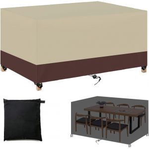 Housse Salon De Jardin,420d Oxford Tissu Rectangulaire Couverture De Protection Meubles,Imperm&eacute;able R&eacute;sistance Au Vent,Pour Table, Chaise Et Canap&eacute;- Beige + Coffee|| 60x60x60cm - Neuf
