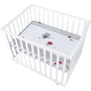 Ulteronixshop-Parc B&eacute;b&eacute; Rectangulaire En Bois 75 X 100 Adam & Eule + Tapis De Parc B&eacute;b&eacute; Et Roues Avec Freins - Base Ajustable En Hauteur - Blanc - Neuf