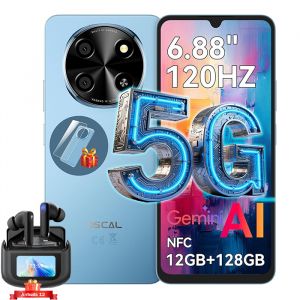 Oscal TIGER 8 Smartphone Portable D&eacute;bloqu&eacute; 5G 6,88 pouces 12Go+128Go/SD 2To 5000mAh Android 15 NFC Dual SIM GPS Bleu avec Airbuds12 - Neuf