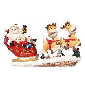 No&euml;l P&egrave;re No&euml;l En Tra&icirc;neau Avec Des Statues De Rennes R&eacute;sine Ornement Sc&egrave;ne De Village D'hiver Figurine No&euml;l D&eacute;coration - Neuf