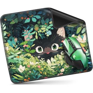 JGD-Tapis de souris de jeu, 300 x 250 mm, avec motif chat curieux, fond en caoutchouc antid&eacute;rapant, imperm&eacute;able et durable, glisse rapide pour PC/ordinateur portable, joueur et bureau - Neuf
