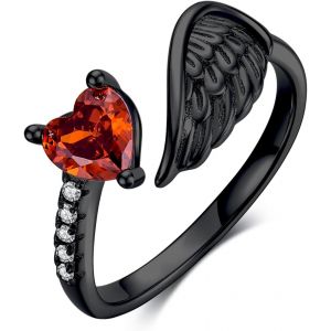 Yemaesre-Bague En Forme D'ailes De Diable Pour Femme En Argent Sterling 925 - Bague Gothique Ouverte Réglable - Or Noir - Oxyde De Zirconium - Bijou Gothique - Cadeau Pour Femme, Mère Et Fille - Neuf