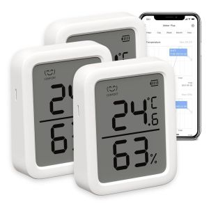 Thermomètre Connecté, Thermomètre Intérieur Connecté Avec Puce Suisse, Capteur de Température Connecté Contrôlé Par l'App, Thermomètre Connecté Bluetooth, Hub Requis Pour WiFi - Neuf