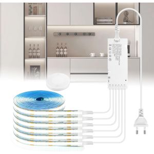 12v Cob Led Bandes, 6 Rouleaux 3m Blanc Led Bandes Avec Toucher Et Main Balayage Dimmschalter Pour Armoire, Cuisines, Vitrines, &Eacute;tag&egrave;res, &Eacute;tag&egrave;res, Acoustikpaneele &Eacute;clairage - Neuf