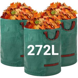 SUBZONAL-Sacs À Déchets De Jardin Robustes - 272L X 3pack Sacs De Jardin Réutilisables Avec Poignées - Tissu Industriel Pour Feuilles Déchets Débris - Sacs À Déchets De Jardin Étanches - Neuf