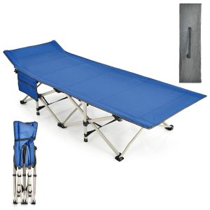 Lit De Camping Pliable 187 X 67 X 54 Cm Charge Jusqu'&agrave; 400 Kg Pliage Rapide En Tissu Oxford Bleu Helloshop26 20_0012328 - Neuf