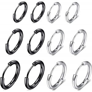 Kal-6 Paires Boucles D'oreilles Anneau Cartilage Boucles D'oreilles Petites Cr&eacute;oles En Acier Inoxydable Anneaux &Agrave; L&egrave;vres Nez Pour Femmes,Boucles D'oreilles En Acier Inoxydable Femmes Hommes Petite L&eacute; - Neuf