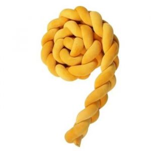 3m Tour De Lit Coussin Serpent Coussin Tressé Pare-Chocs Velours Protection Bébé- Jaune - Neuf
