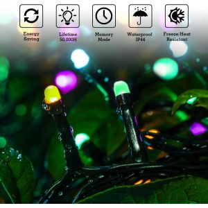 Tianyi-20m 200 Leds Guirlande Lumineuse Multicolore Ip44 Étanche, Éclairage 8 Modes, Guirlande Lumineuse Extérieur Noël Décoration Intérieur De Fête Noël Chambre Jardin Mariage Nouvel An - Neuf