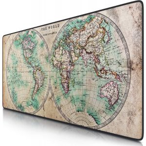 Csl- Tapis De Souris Gamer Carte Du Monde Antique 900X400Mm - Sous-Main Bureau H&eacute;misph&egrave;re - Taille Large Xxl - Surface En Tissu, Base Antid&eacute;rapante - Pour Tous Types De Souris Et Clavier - Neuf