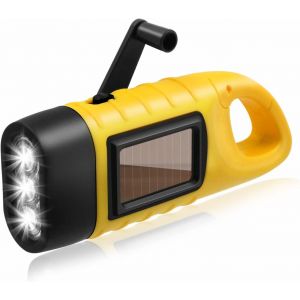 Lampe de poche solaire, lampe torche à manivelle, lampe LED solaire portable, lampe de poche LED d'urgence rechargeable pour camping en plein air en cas de panne de courant - Neuf