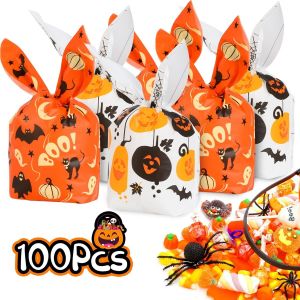 100pcs 14*23cm De Bonbons D'halloween Sacs De Fête D'halloween Sac De Charges, De Traiter Les Sacs De Bonbons Pour Trick Or Treat Partie, Cookie Goody Sacs D'halloween Sacs-Cadeaux Pa - Neuf
