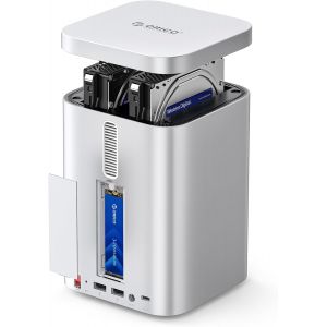 Minitower M435-V1 Boîtier De Disque Dur Raid À 2 Baies Avec Station D'Accueil Pour Mac Mini M4 Jusqu'À 56 To,2,5/3,5"" Sata Hdd*2/Nvme Ssd Boîtier *1,Hub Usb C 10 Gbps - Neuf