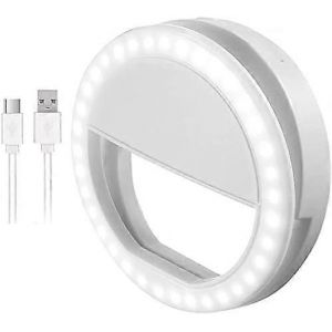 Anneau lumineux selfie,anneau lumineux selfie avec lumière LED pour appareil photo,lumière d'appoint rechargeable 36 LED,lumière vidéo à 3 niveaux de luminosité réglables,veilleuse - Neuf