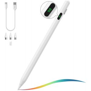 Eryi-Stylet Pour Écran Tactile, Stylet Universel Compatible Avec Ipad/Iphone/Samsung (Nicht-S Pen) Et Autres Smartphones Et Tablettes Ios/Android, Stylet De Tablettes Avec Affichage De Batterie, Blan - Neuf
