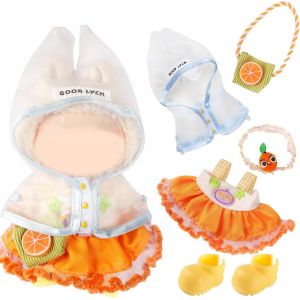 Lot de 5 v&ecirc;tements en peluche de 17 cm - Accessoires mignons pour poup&eacute;e avec manteau de pluie - Jupe - Bijou de t&ecirc;te - Sac - Chaussures pour gar&ccedil;ons et filles - Cadeaux (sans poup&eacute;e) - Neuf