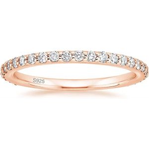 Tianyi-Eternity Bague Pour Femme En Argent 925 Zircon Cubique Bagues D'éternité Complète Bagues De Fiançailles Mariage Mémoire 2 Mm - Neuf