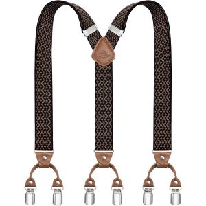 Cauc-Bretelles Pour Hommes Avec 6 Pinces M&eacute;talliques En Y Ajustables Bretelles Pour Pantalons Bretelles &Eacute;lastiques Robustes Pour Hommes - Neuf