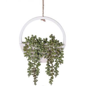 1pc plantes succulentes artificielles suspendues 12,2 pouces faux collier de perles en pot avec lanière de 8,3 pouces pour décoration murale intérieure et extérieure - Neuf