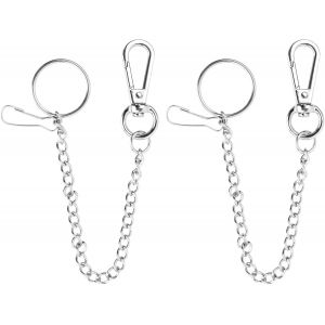 Kal-2 Pi&egrave;ces Cha&icirc;ne De Pantalon Hip Hop Porte-Cl&eacute;s Cha&icirc;ne, Cha&icirc;ne Porte-Monnaie Cha&icirc;ne De 20cm En Acier Inoxydable Pour Accrocher Cl&eacute;s Ou Portefeuille Sur Le Pantalon - Neuf