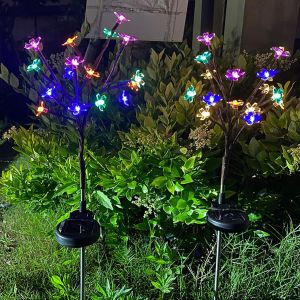 Lampe Solarire Exterieur Jardin, 2 Pi&egrave;ces Lumi&egrave;res Solaires Pour Cerisiers En Fleurs, Ip65 &Eacute;tanche Paysage Lampe Eclairage Pour Chemin Pelouse Terrasse No&euml;l D&eacute;coration(Multicolore) - Neuf