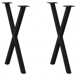 Pieds De Table À Manger Forme De X 2 Pcs Noir 57x(72-73) Cm - Neuf