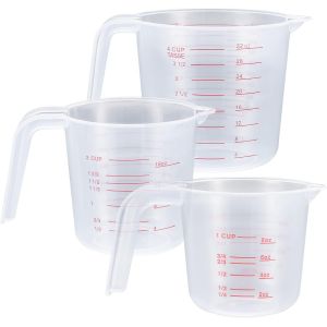 Tianyi-3 Pcs Verre Doseur En Plastique, 250 Ml 500 Ml 1000 Ml Tasses À Mesurer Graduée, Doseur En Plastique, Verres À Mesurer Avec Poignées Et Échelle De Mesure Pour Laboratoire Cuisson Cuisine - Neuf