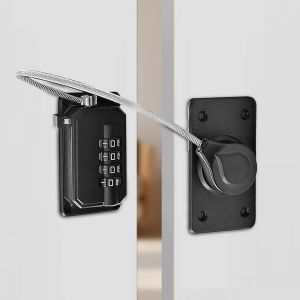 Cadenas Frigo pour Enfant,Serrure de Réfrigérateur à Combinaison,Securite Fenetre Enfant Sans Percage,Verrou Placard pour Sécurité Enfant et Sécurité Domestique,Rotatif à 360° (Noir,1 Pièce) - Neuf