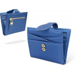 KGABERY-Small Wallet,Rfid Blocking Thin Leather Front Pocket Bifold Wallet Zipper Purse For Women,Shiny Blue,Modern - Neuf