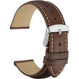 Kal-Bracelets De Montre En Cuir Vintage Avec Boucle En Argent Inoxydable, Bande De Remplacement 14mm 16mm 18mm 19mm 20mm 21mm 22mm 23mm 24mm - Neuf